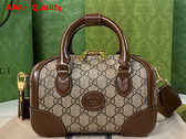 Gucci Small Duffle Bag with Interlocking G Beige and Ebony GG Supreme Canvas 723307 Replica