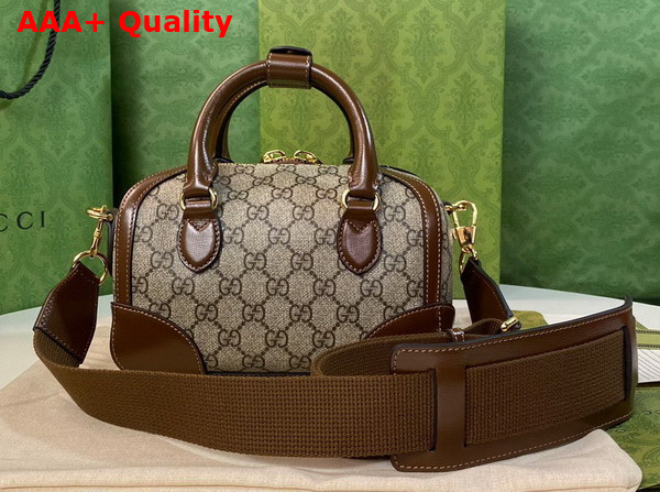 Gucci Small Duffle Bag with Interlocking G Beige and Ebony GG Supreme Canvas 723307 Replica