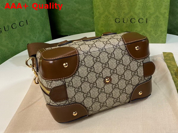 Gucci Small Duffle Bag with Interlocking G Beige and Ebony GG Supreme Canvas 723307 Replica