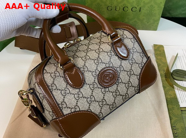 Gucci Small Duffle Bag with Interlocking G Beige and Ebony GG Supreme Canvas 723307 Replica