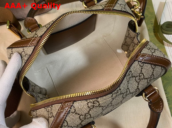 Gucci Small Duffle Bag with Interlocking G Beige and Ebony GG Supreme Canvas 723307 Replica