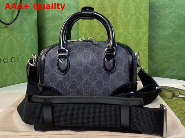 Gucci Small Duffle Bag with Interlocking G Black and Grey GG Supreme Canvas 723307 Replica