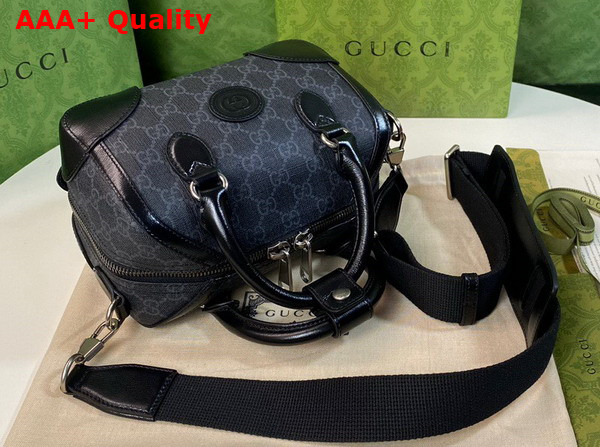 Gucci Small Duffle Bag with Interlocking G Black and Grey GG Supreme Canvas 723307 Replica