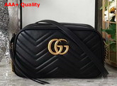 Gucci Small GG Marmont Chain Shoulder Bag in Black Leather Replica