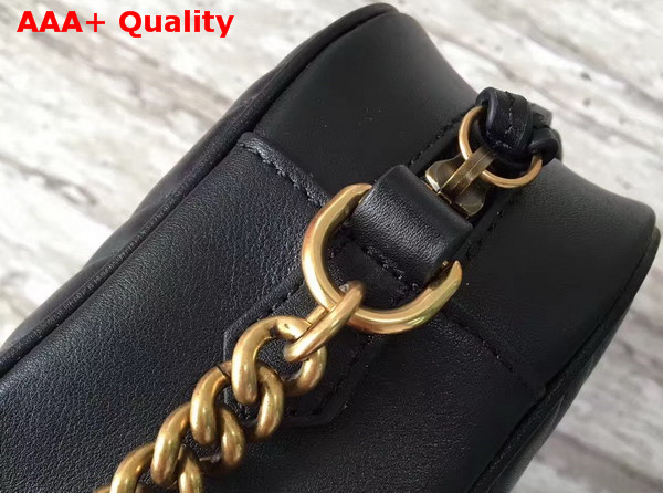 Gucci Small GG Marmont Chain Shoulder Bag in Black Leather Replica