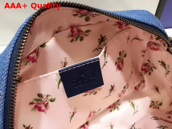 Gucci Small GG Marmont Chain Shoulder Bag in Blue Denim Replica