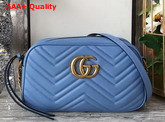 Gucci Small GG Marmont Chain Shoulder Bag in Light Blue Leather Replica