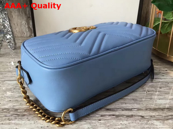 Gucci Small GG Marmont Chain Shoulder Bag in Light Blue Leather Replica