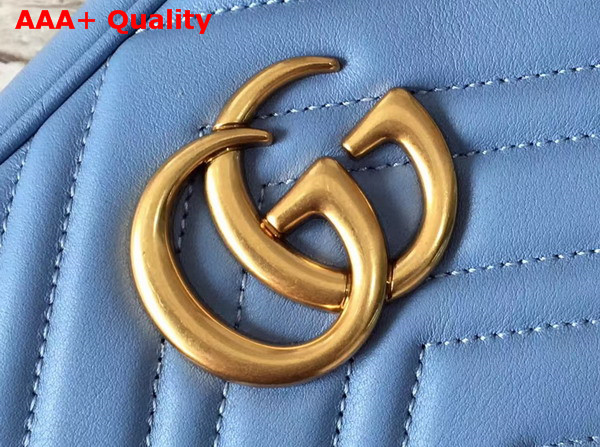 Gucci Small GG Marmont Chain Shoulder Bag in Light Blue Leather Replica