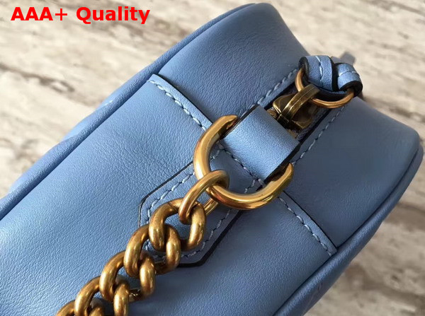 Gucci Small GG Marmont Chain Shoulder Bag in Light Blue Leather Replica