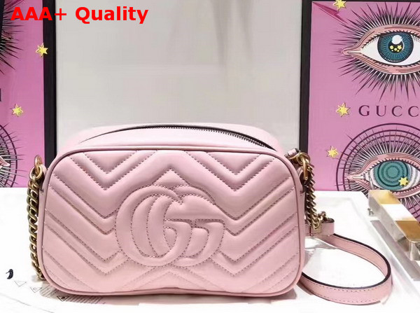 Gucci Small GG Marmont Chain Shoulder Bag in Light Pink Leather Replica