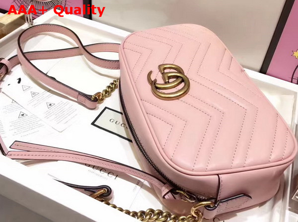 Gucci Small GG Marmont Chain Shoulder Bag in Light Pink Leather Replica