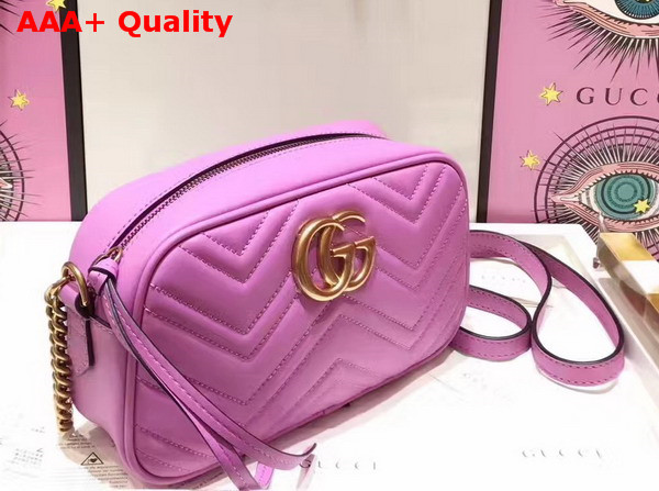 Gucci Small GG Marmont Chain Shoulder Bag in Pink Leather Replica