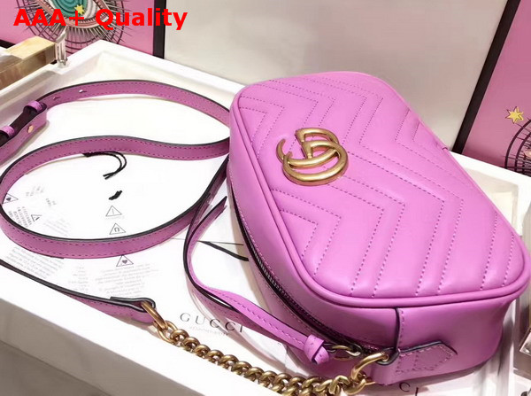 Gucci Small GG Marmont Chain Shoulder Bag in Pink Leather Replica