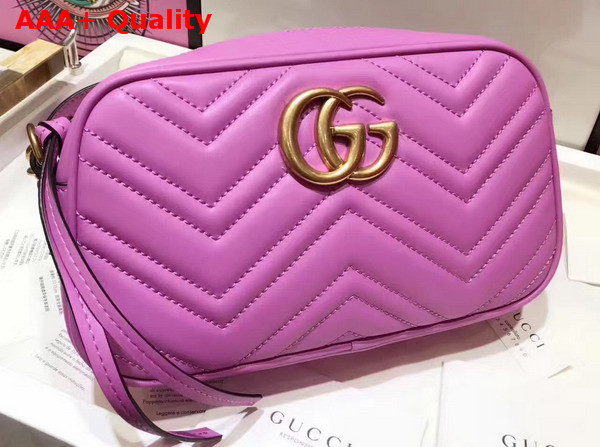 Gucci Small GG Marmont Chain Shoulder Bag in Pink Leather Replica