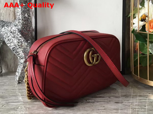 Gucci Small GG Marmont Chain Shoulder Bag in Red Leather Replica