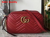 Gucci Small GG Marmont Chain Shoulder Bag in Red Leather Replica