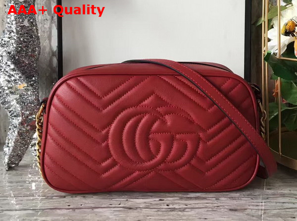 Gucci Small GG Marmont Chain Shoulder Bag in Red Leather Replica