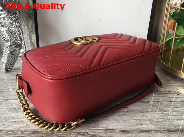 Gucci Small GG Marmont Chain Shoulder Bag in Red Leather Replica