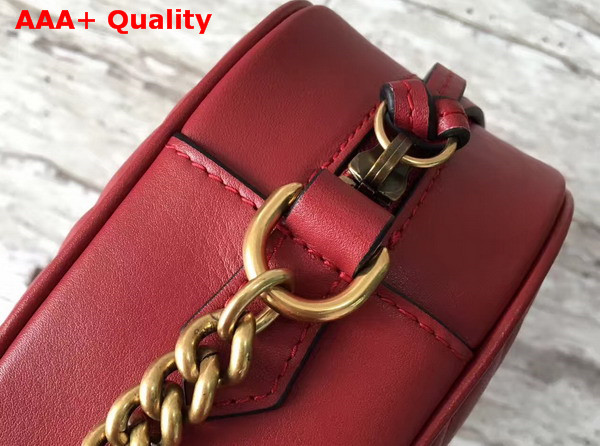 Gucci Small GG Marmont Chain Shoulder Bag in Red Leather Replica