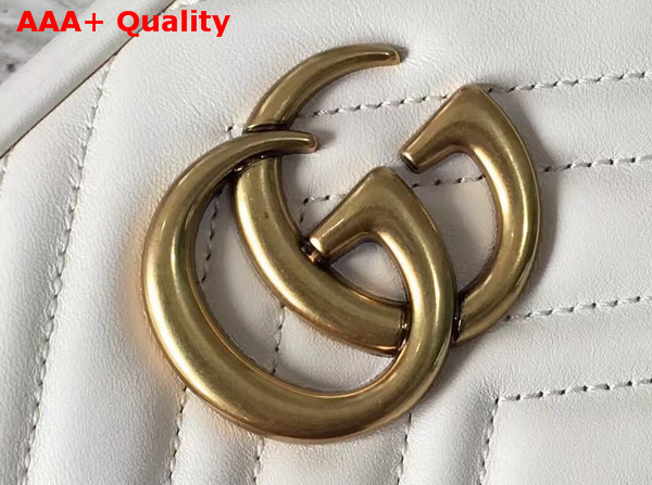 Gucci Small GG Marmont Chain Shoulder Bag in White Leather Replica