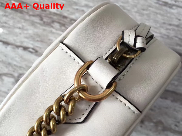 Gucci Small GG Marmont Chain Shoulder Bag in White Leather Replica