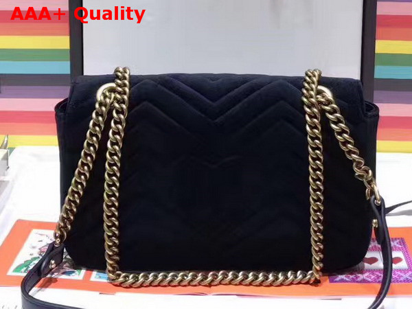 Gucci Small GG Marmont Chevron Velvet Shoulder Bag Black Chevron Velvet Replica