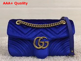 Gucci Small GG Marmont Chevron Velvet Shoulder Bag Blue Chevron Velvet Replica