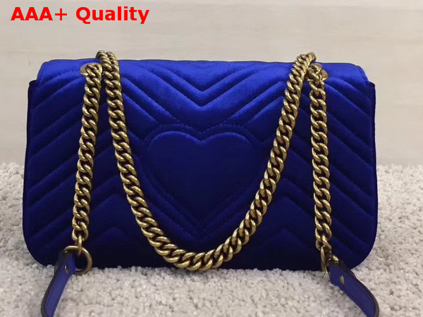 Gucci Small GG Marmont Chevron Velvet Shoulder Bag Blue Chevron Velvet Replica