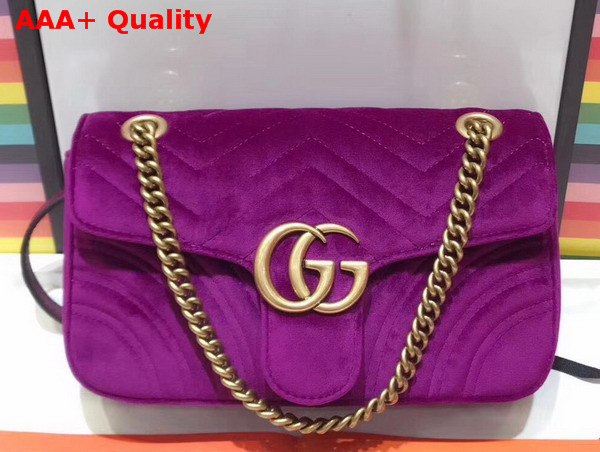 Gucci Small GG Marmont Chevron Velvet Shoulder Bag Bordeaux Chevron Velvet Replica