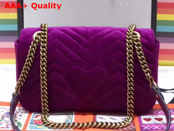 Gucci Small GG Marmont Chevron Velvet Shoulder Bag Bordeaux Chevron Velvet Replica