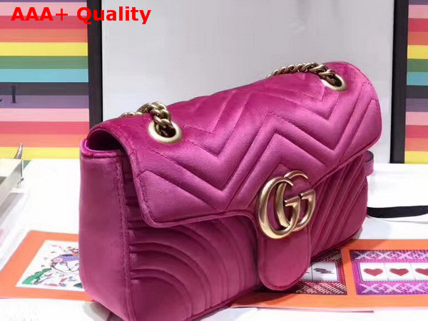 Gucci Small GG Marmont Chevron Velvet Shoulder Bag Pink Chevron Velvet Replica