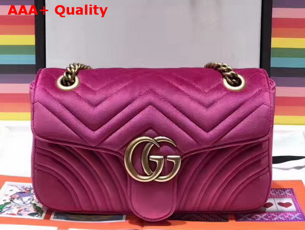 Gucci Small GG Marmont Chevron Velvet Shoulder Bag Pink Chevron Velvet Replica