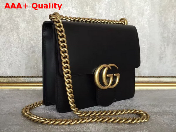 Gucci Small GG Marmont Leather Shoulder Bag in Black Genuine Leather Replica