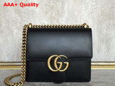 Gucci Small GG Marmont Leather Shoulder Bag in Black Genuine Leather Replica