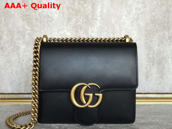 Gucci Small GG Marmont Leather Shoulder Bag in Black Genuine Leather Replica