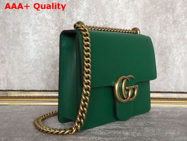 Gucci Small GG Marmont Leather Shoulder Bag in Green Real Leather Replica