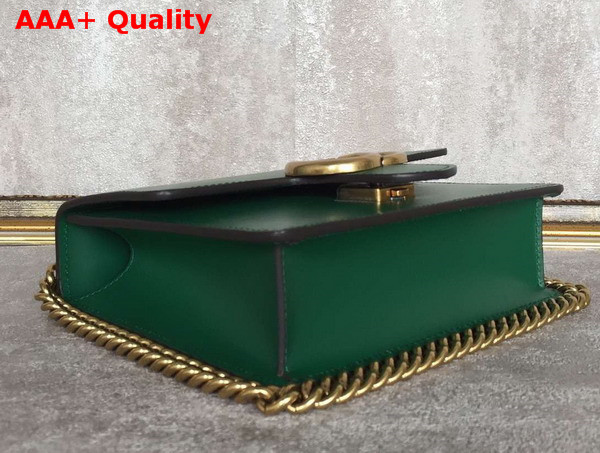 Gucci Small GG Marmont Leather Shoulder Bag in Green Real Leather Replica