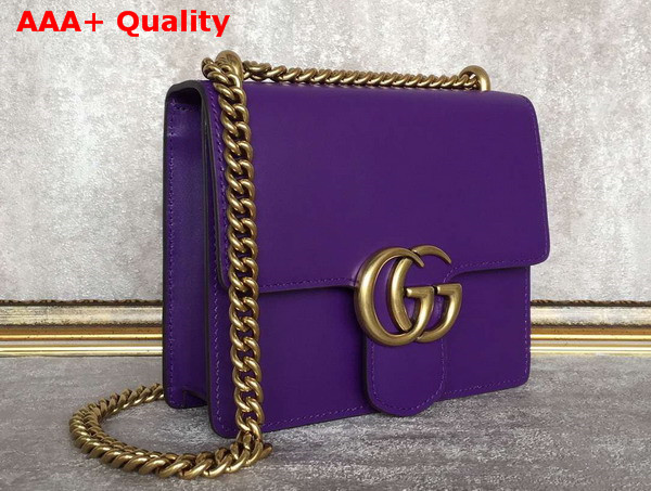 Gucci Small GG Marmont Leather Shoulder Bag in Purple Real Leather Replica