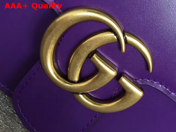 Gucci Small GG Marmont Leather Shoulder Bag in Purple Real Leather Replica