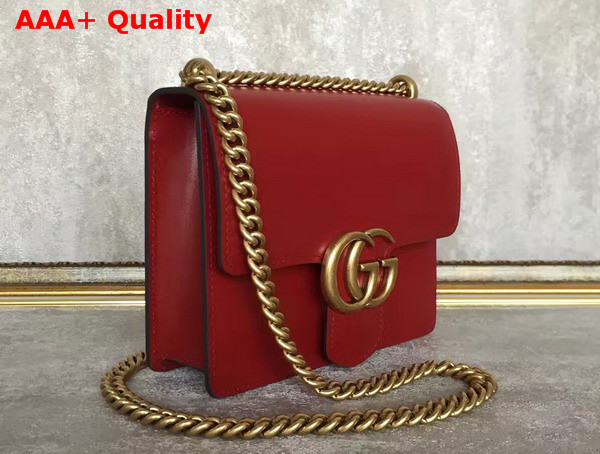 Gucci Small GG Marmont Leather Shoulder Bag in Red Smooth Leather Replica