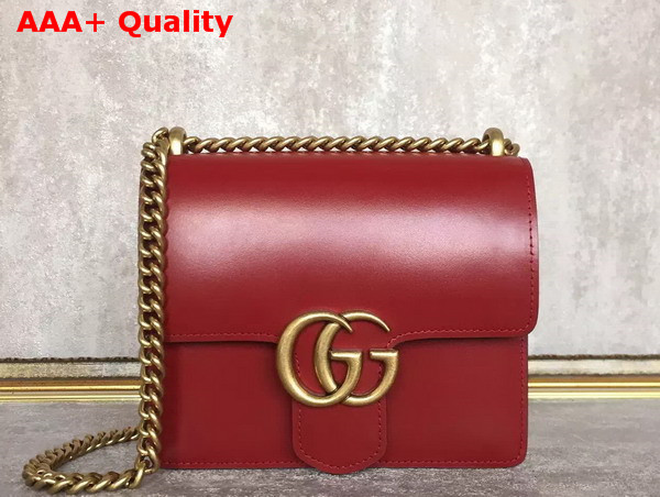 Gucci Small GG Marmont Leather Shoulder Bag in Red Smooth Leather Replica