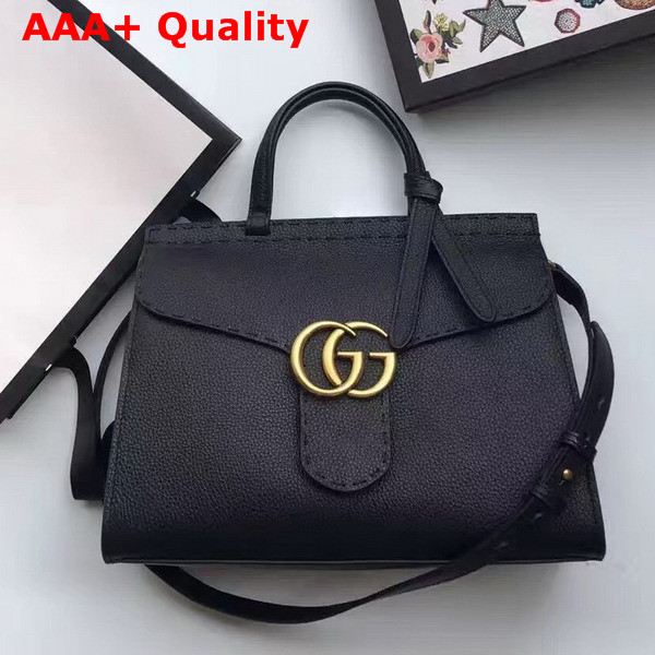 Gucci Small GG Marmont Leather Top Handle Bag in Black Replica