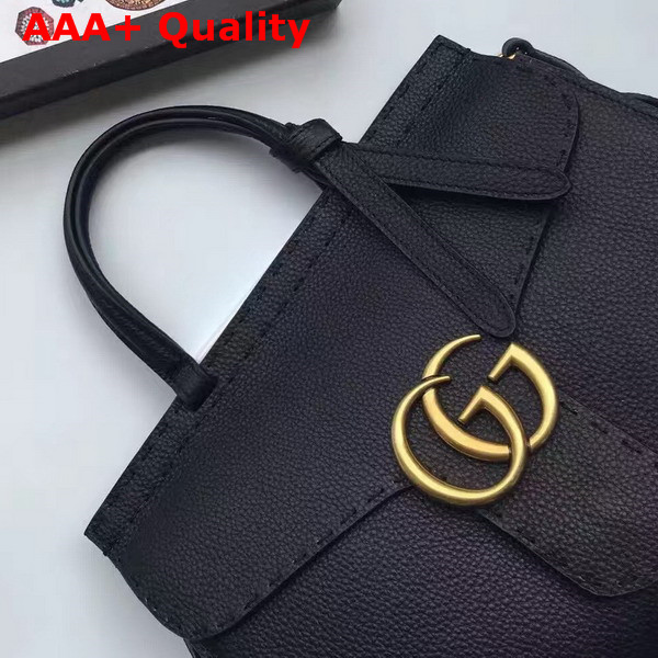 Gucci Small GG Marmont Leather Top Handle Bag in Black Replica