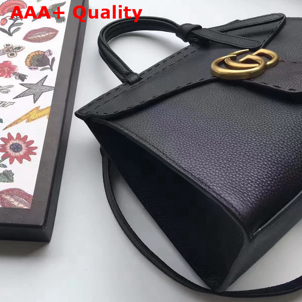 Gucci Small GG Marmont Leather Top Handle Bag in Black Replica