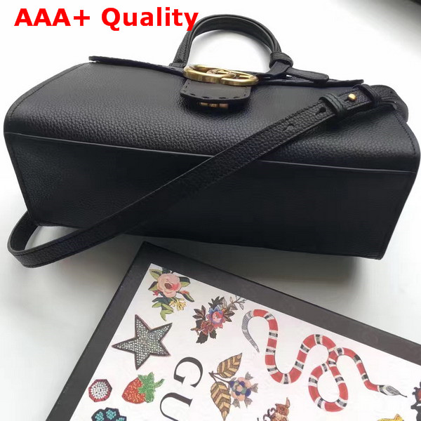 Gucci Small GG Marmont Leather Top Handle Bag in Black Replica