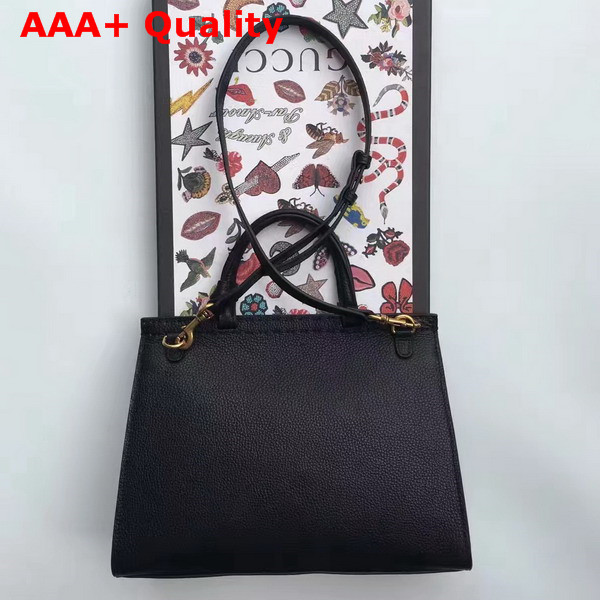 Gucci Small GG Marmont Leather Top Handle Bag in Black Replica