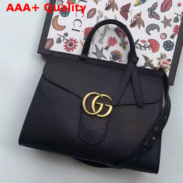 Gucci Small GG Marmont Leather Top Handle Bag in Black Replica