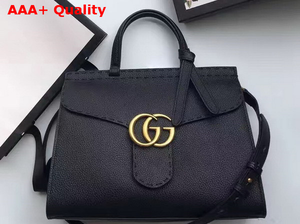 Gucci Small GG Marmont Leather Top Handle Bag in Black Replica