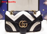 Gucci Small GG Marmont Matelasse Shoulder Bag Black and White Leather Replica